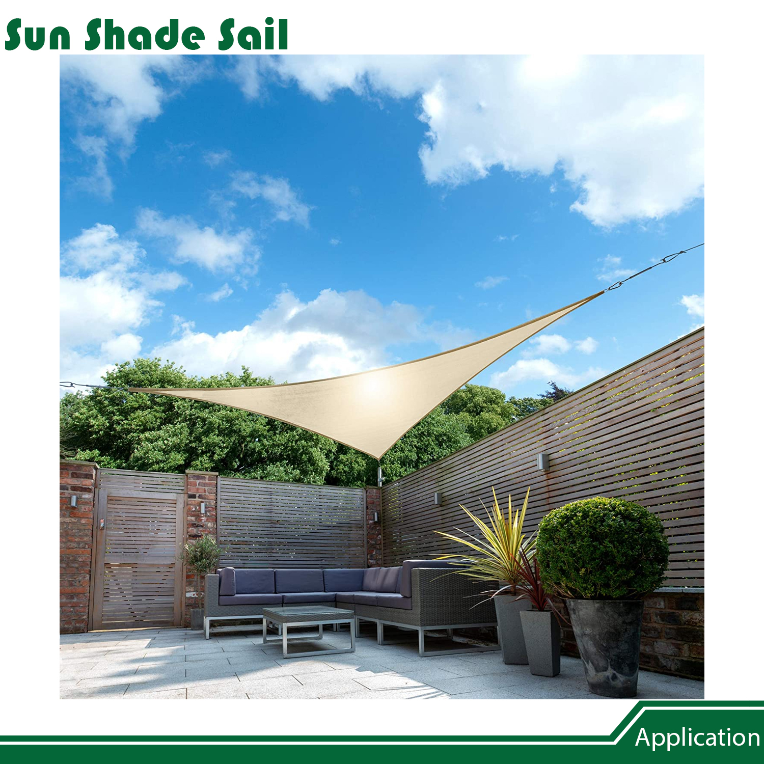 20'x20'x20' Sonnenschutz Segel mit Kabel UV Block Hinterhof Garten Pool Abdeckung Outdoor - Bild 50 von 50