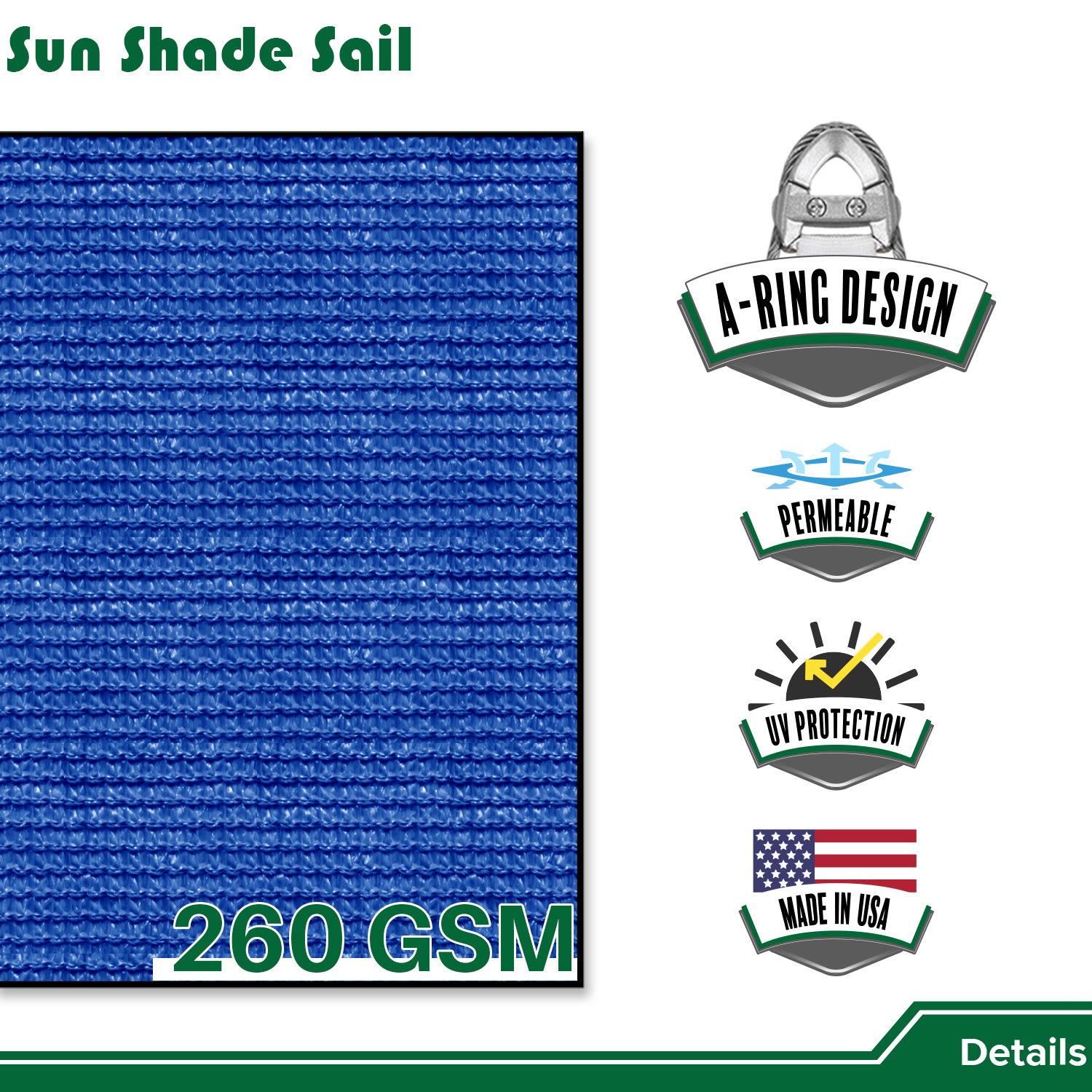 20'x20'x20' Sonnenschutz Segel mit Kabel UV Block Hinterhof Garten Pool Abdeckung Outdoor - Bild 11 von 50