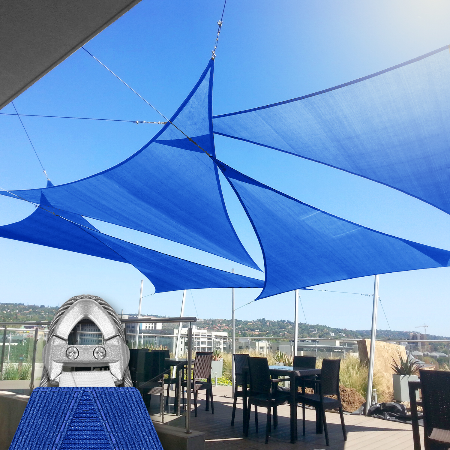 20'x20'x20' Sonnenschutz Segel mit Kabel UV Block Hinterhof Garten Pool Abdeckung Outdoor - Bild 9 von 50