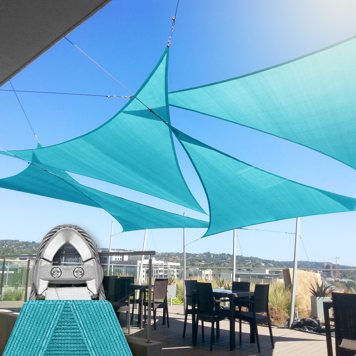 20'x20'x20' Sonnenschutz Segel mit Kabel UV Block Hinterhof Garten Pool Abdeckung Outdoor - Bild 16 von 50
